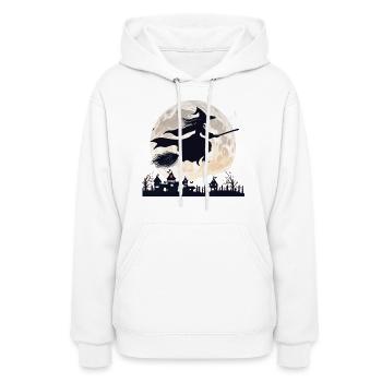 Witching Hour Moonlight Ride,Halloween shirt - Women's Hoodie - white - Front - Camila (177cm)