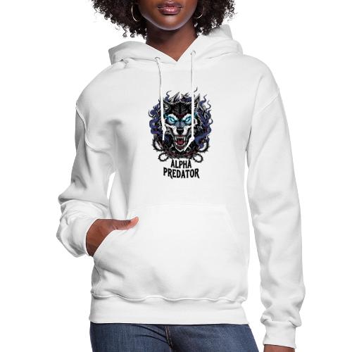 Alpha Predator Wolf Fierce Neon Eyes - Women's Hoodie