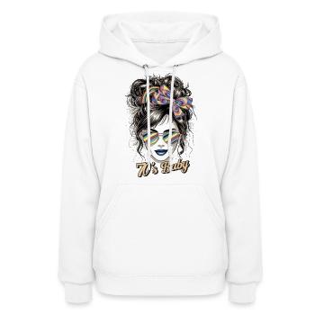 Born in the 70's - Women's Hoodie - white - Front - Camila (177cm)