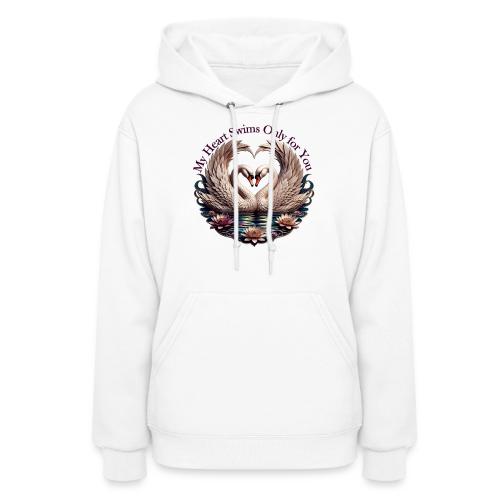 My Heart Swims Only for You Swan Heart T-Shirt - Women's Hoodie