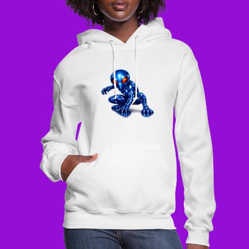 Blue Alien Crouch - Women's Hoodie
