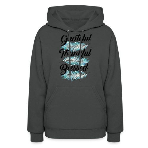 feather blue grateful thankful blessed - Women's Hoodie