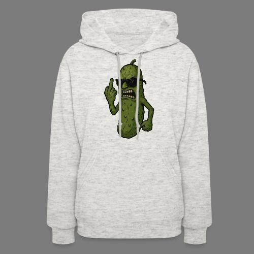 Angry Pickle Flipping the Bird - Women's Hoodie