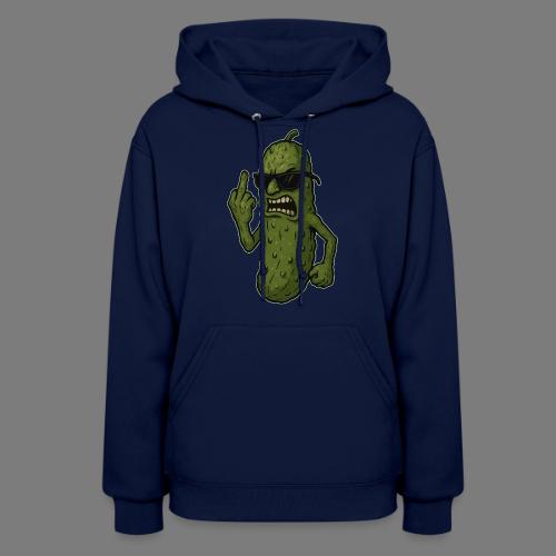 Angry Pickle Flipping the Bird - Women's Hoodie
