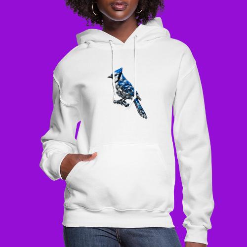 Silver Blue Jay on Perch - Women's Hoodie