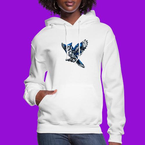 Silver Blue Jay Open Wing Perch - Women's Hoodie
