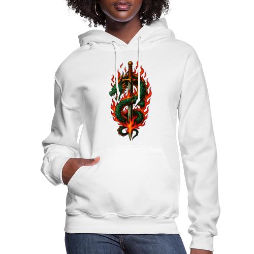 Flaming Dragon Sword Warrior Shirt - Women's Hoodie