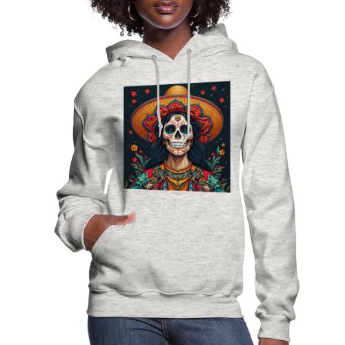 Charra Skull Art | Traditional Mexican Design - Women's Hoodie