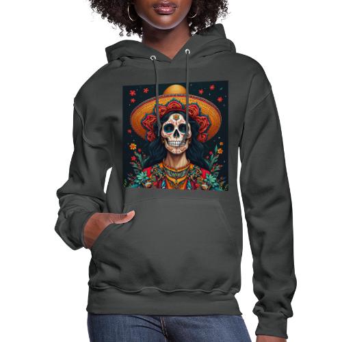 Charra Skull Art | Traditional Mexican Design - Women's Hoodie