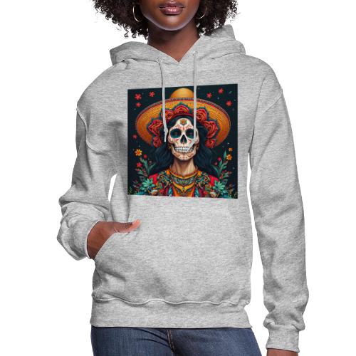 Charra Skull Art | Traditional Mexican Design - Women's Hoodie