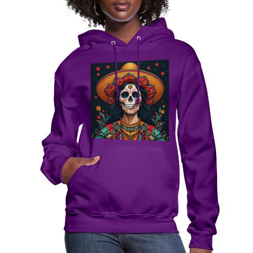 Charra Skull Art | Traditional Mexican Design - Women's Hoodie