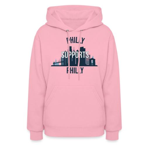 Philly Supports Philly skyline blue transparentbg - Women's Hoodie