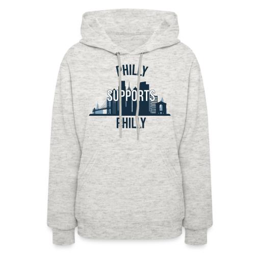 Philly Supports Philly skyline blue transparentbg - Women's Hoodie