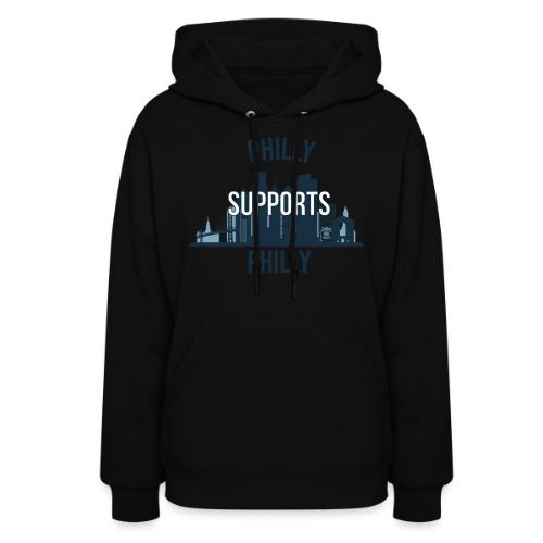 Philly Supports Philly skyline blue transparentbg - Women's Hoodie