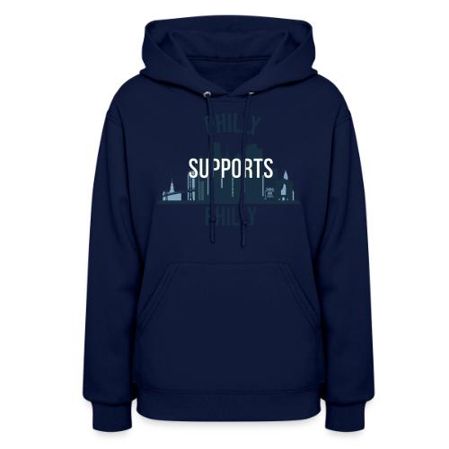 Philly Supports Philly skyline blue transparentbg - Women's Hoodie
