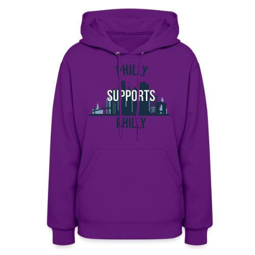 Philly Supports Philly skyline blue transparentbg - Women's Hoodie