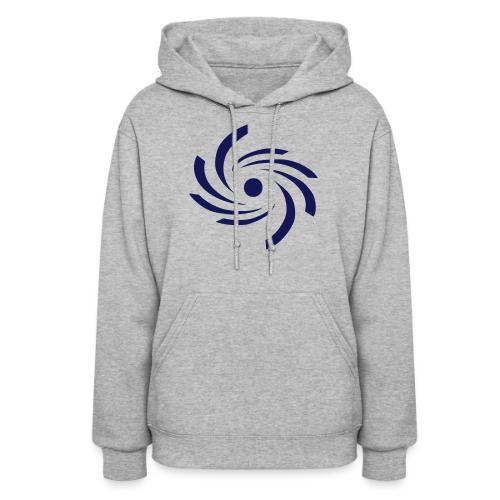 Sudadera con capucha para mujer con el símbolo de huracán azul oscuro de Huracanes Caribe