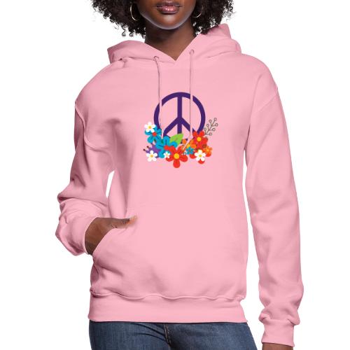 Hippie Peace Design With Flowers - Women's Hoodie