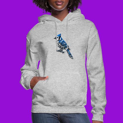 Silver Blue Jay on Perch + Flight Stages 2-print - Women's Hoodie
