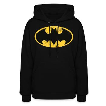 Justice League Batman Logo Vintage - Molleton à capuche pour femmes - noir - Devant - Camila (177cm)