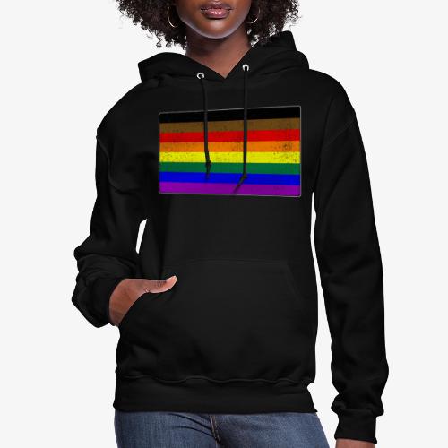 Distressed Philly LGBTQ Gay Pride Flag - Women's Hoodie