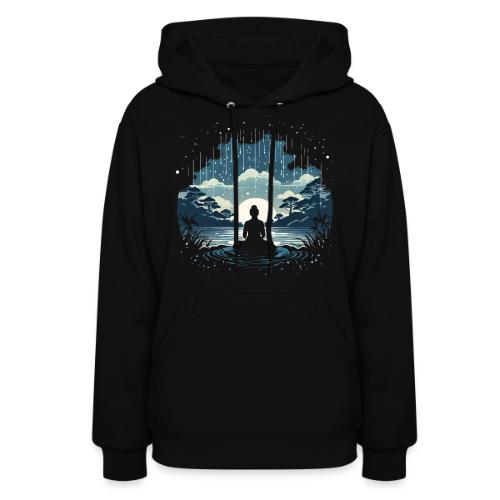 Find Your Zen: Meditative Silhouette in GentleRain - Women's Hoodie