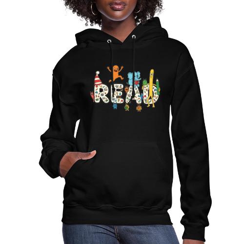 Whimsical READ Kids Cartoon - Women's Hoodie