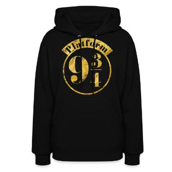 Plateforme Harry Potter 9 3/4 Or - Molleton à capuche pour femmes - noir - Devant - Camila (177cm)