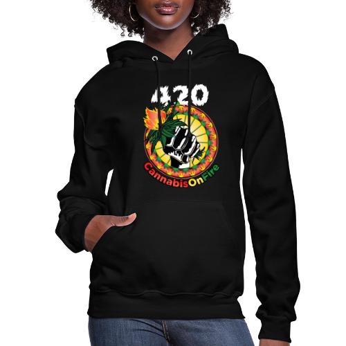 Whimsical 420 OnFire Time Weed Marijuana Design - Women's Hoodie