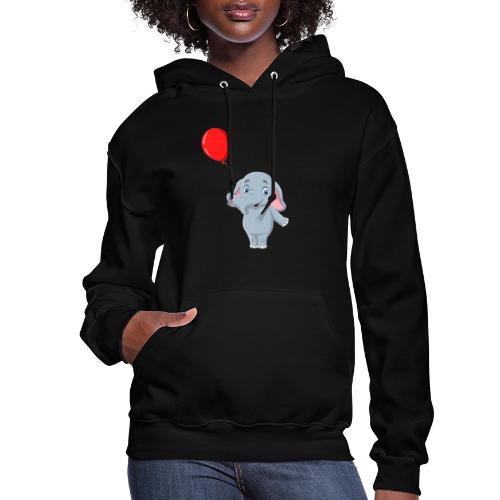 Baby Elephant Holding A Balloon - Women's Hoodie