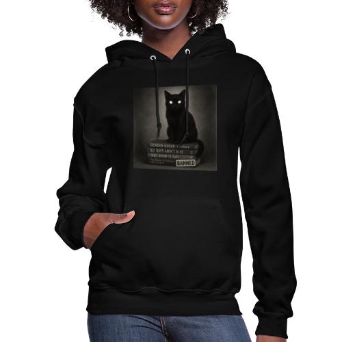 Cat on Banned Books - Women's Hoodie