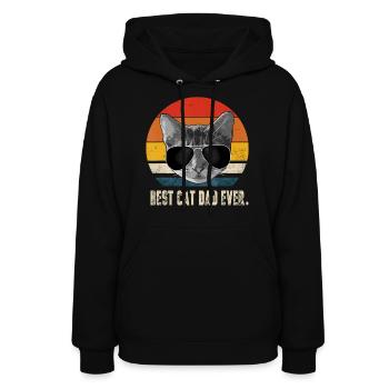 Vintage Best Cat Dad Ever Retro Cat Daddy - Women's Hoodie - black - Front - Camila (177cm)