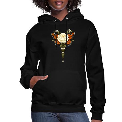 Monarch Butterfly Floral Botanical Art - Women's Hoodie