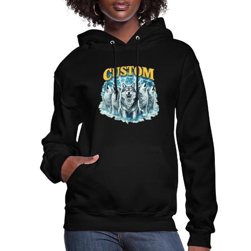 Custom Wolf Pack Howling Moon Vintage Wilderness - Women's Hoodie