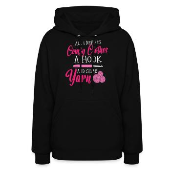 Comfy Clothes Yarn Crocheting Crochet - Women's Hoodie - black - Front - Camila (177cm)