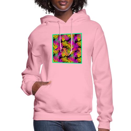 Chic Neon Leaf Lively Design - Women's Hoodie