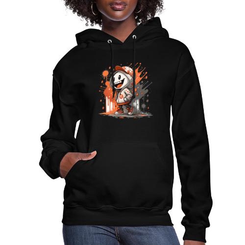 Animated Cartoon Robot Kid Print - Women's Hoodie