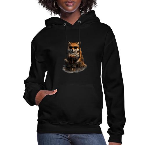 Cool Red Fox Wearing Sunglasses Drinking Coffee - Women's Hoodie