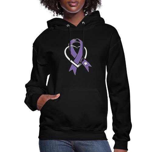 TB Cancer Awareness Ribbon with Heart - Women's Hoodie