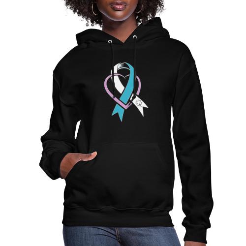 TB Cervical Cancer Awareness Ribbon with Heart - Women's Hoodie