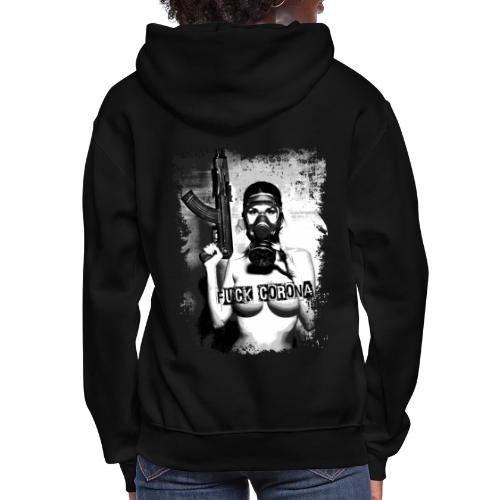 masked girl with AK - FUCK CORONA 4 dark clothes - Women's Hoodie