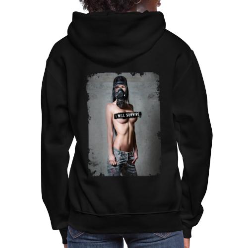 nude girl with gas mask - i will survive - Women's Hoodie
