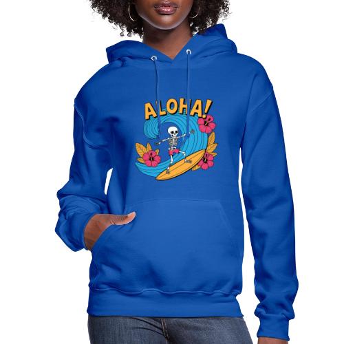 Aloha Surfing Skeleton - Beach Vibes - Women's Hoodie