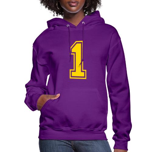 Number 1 in a classic athletic collegiate font - Women's Hoodie