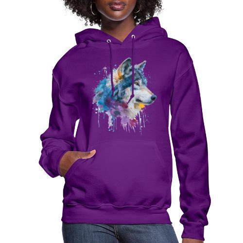 Splash-Art Wolf Head - Women's Hoodie