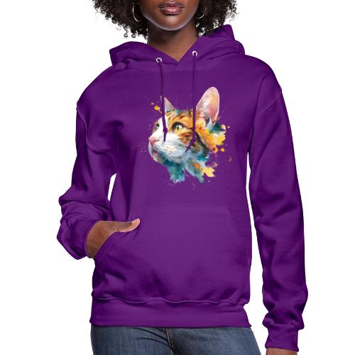Cat: Feline Ink Burst - Women's Hoodie