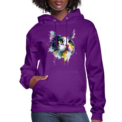 Cat: Painted Purr Expression - Women's Hoodie