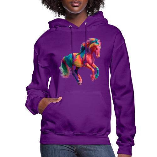 Colorful Paint Splatter Horse Art - Women's Hoodie