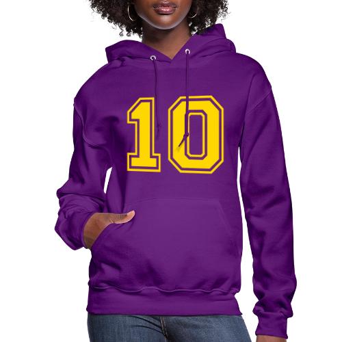 Number 10 in a classic athletic collegiate font - Women's Hoodie