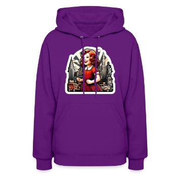 Annie's Vintage NYC Metropolis Melody - Women's Hoodie - purple - Front - Camila (177cm)